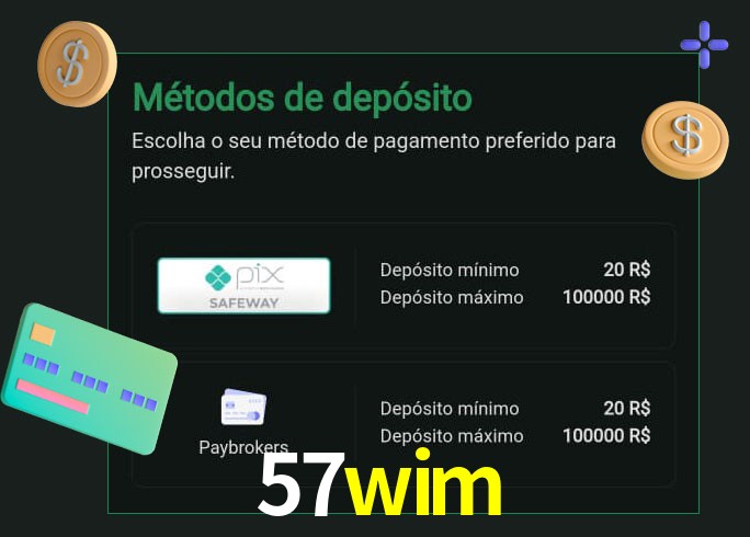 O cassino 57wim oferece uma grande variedade de métodos de pagamento